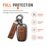 Metal Leather Key Cover For Toyota Land Cruiser | Toyota Land Cruiser Key Cover | Land Cruiser 3 Button M1 Push Start Smart Key Cover