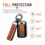 Metal Leather Key Cover For Suzuki Brezza | Suzuki Brezza Key Cover | Suzuki Brezza 2 Button Key Cover