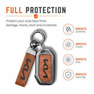 Metal Leather Key Cover For Kia Sonet | Kia Sonet Key Cover | Kia Sonet 4 Button Key Cover