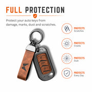 Metal Leather Key Cover For Mahindra Bolero B4 | Mahindra Bolero B4 Key Cover | 3 Button Flip Key