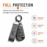 Grey Color Metal Leather Key Cover For Mahindra Bolero B6 | Mahindra Bolero B6 Key Cover | 3 Button Flip Key Cover