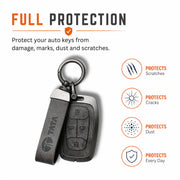 Metal Leather Key Cover For TATA  Altroz | TATA Altroz Key Cover | TATA Altroz 4 Button Smart Key Cover Grey