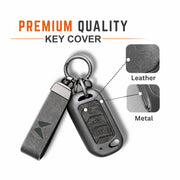 Grey Color Metal Leather Key Cover For Mahindra Bolero B6 | Mahindra Bolero B6 Key Cover | 3 Button Flip Key Cover