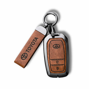 Metal Leather Key Cover For Toyota Innova HyCross | Toyota Innova HyCross Key Cover | 2 Button M1 Push Start Smart Key Cover
