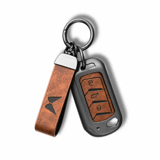Metal Leather Key Cover For Mahindra Thar Roxx | Mahindra Thar Roxx Key Cover | 3 Button Flip Key Cover
