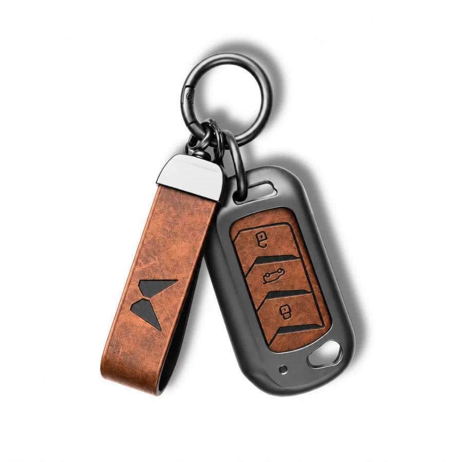 Metal Leather Key Cover For Mahindra Bolero B4 | Mahindra Bolero B4 Key Cover | 3 Button Flip Key