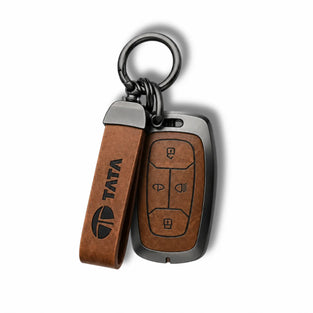 Metal Leather Key Cover For TATA Sierra | TATA Sierra Key Cover | TATA Sierra 4 Button Smart Key Cover