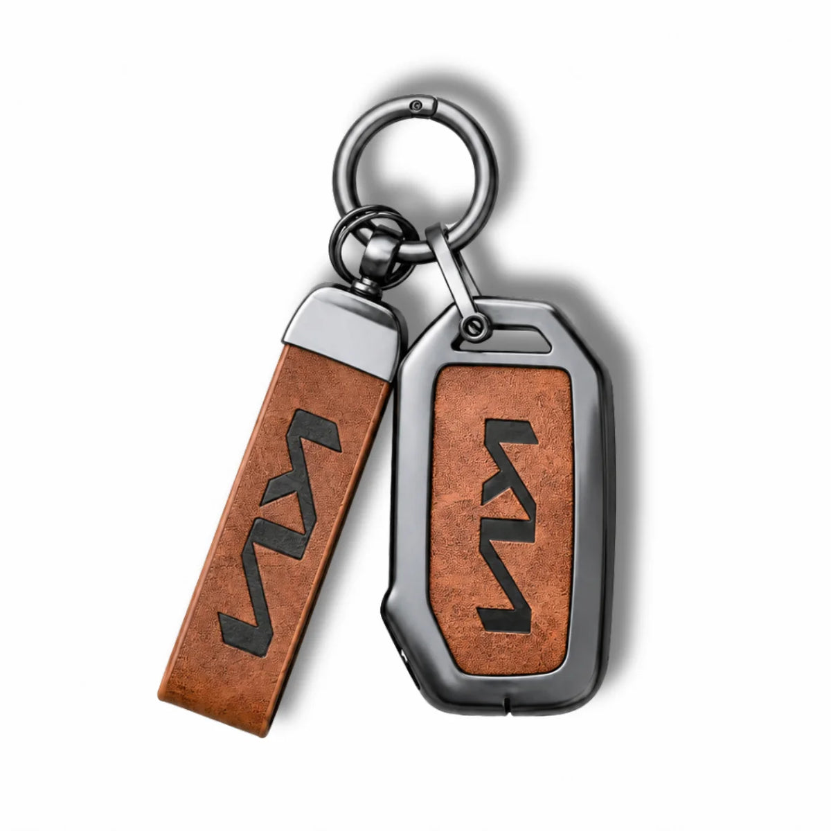 Metal Leather Key Cover For Kia Sonet | Kia Sonet Key Cover | Kia Sonet 4 Button Key Cover Brown