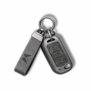 Grey Color Metal Leather Key Cover For Mahindra Scorpio | Mahindra Scorpio Key Cover | 3 Button Flip Key Cover