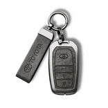 Metal Leather Key Cover For Toyota Legender | Toyota Legender Key Cover | Legender 3 Button M1 Push Start Smart Key Cover Grey