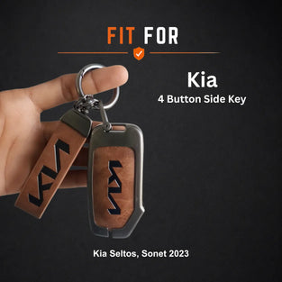 Metal Leather Key Cover For Kia Sonet | Kia Sonet Key Cover | Kia Sonet 4 Button Key Cover
