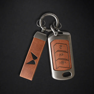 Metal Leather Key Cover For Mahindra Thar Roxx | Mahindra Thar Roxx Key Cover | 3 Button Flip Key Cover