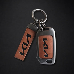 Metal Leather Key Cover For Kia Prestige | Kia Prestige Key Cover | Kia Prestige 3 Button Flip Key Cover