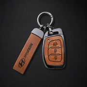 Metal Leather Key Cover For Hyundai Aura | Hyundai Aura Key Cover | Hyundai Aura 3 button smart key cover