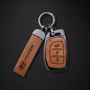 Metal Leather Key Cover For Hyundai Aura | Hyundai Aura Key Cover | Hyundai Aura 3 button smart key cover