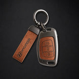 Metal Leather Key Cover For Hyundai Aura | Hyundai Key Case | Hyundai 3 Button Flip Key Cover
