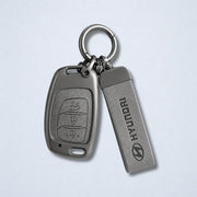 Metal Leather Key Cover For Hyundai Creta, Venue, Aura, i20,Grand i10 Nios, Xcent | Hyundai Key Case | Hyundai 3 Button Flip Key Cover